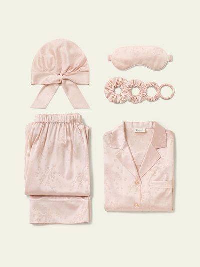 Jacquard-Seidenpyjama und Schlafset