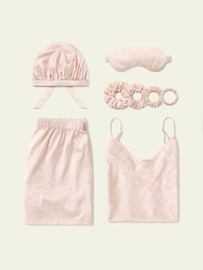 Seiden-Camisole-Set mit Frühlingsblüten