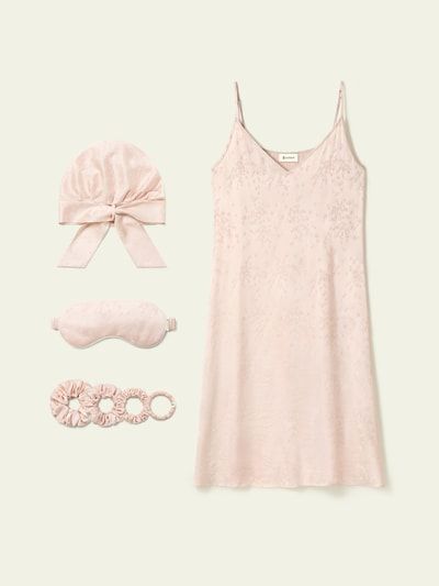Seiden-Slipkleid-Set mit Jacquard-Muster