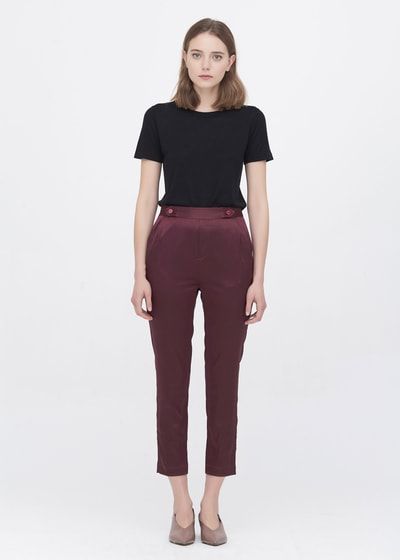 High-Waist Zigarettenhose aus Seide