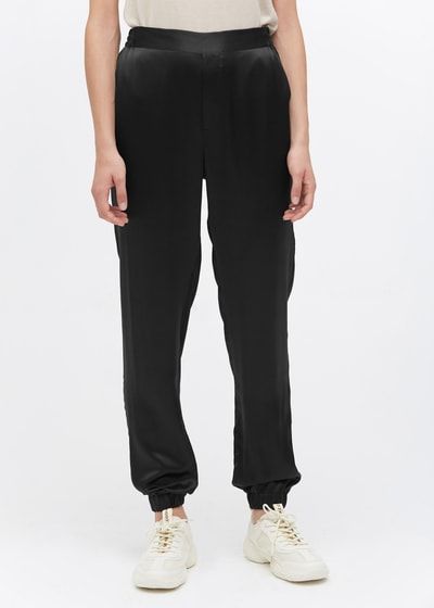 Lässige Seidenhose mit elastischem Saum