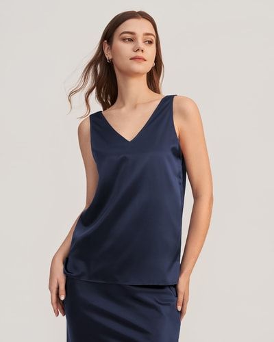 Wendbares Seiden-Tanktop mit V-Ausschnitt