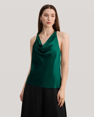 Seiden-Neckholder-Top mit Wasserfallausschnitt