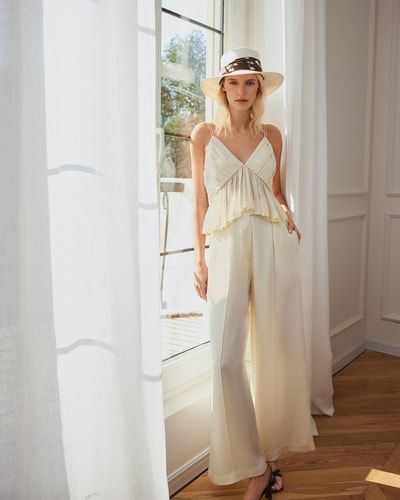 Elegante Seidenhose mit weitem Bein