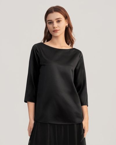 Elegante Seidenbluse mit Bootshalsausschnitt