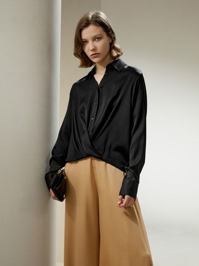Elegante Seidenbluse mit Drapierung