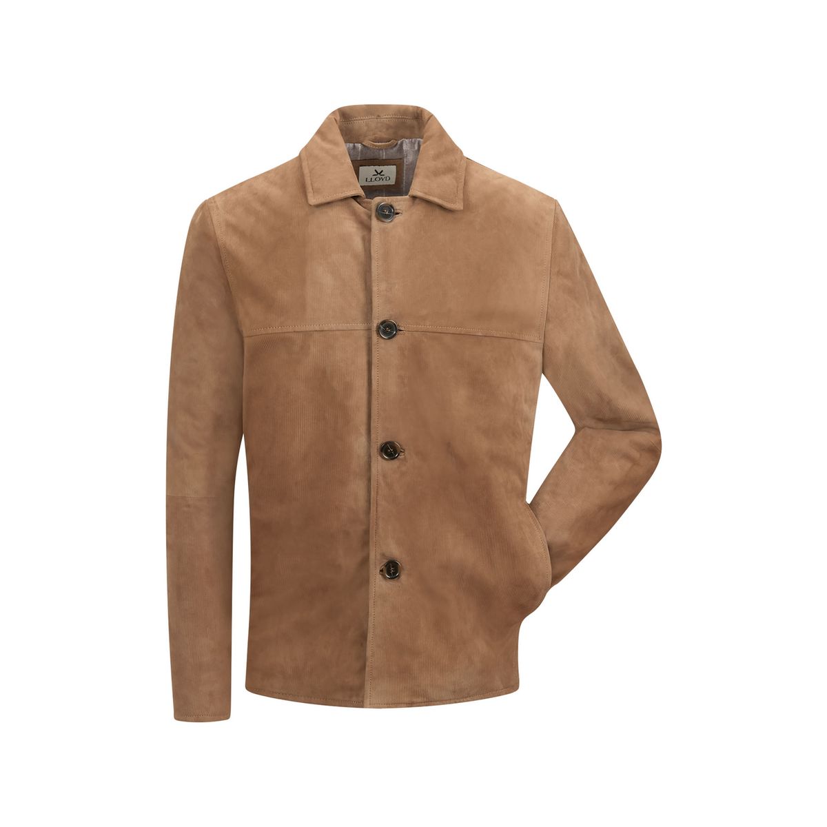 Klassische Raulederjacke mit Knöpfen