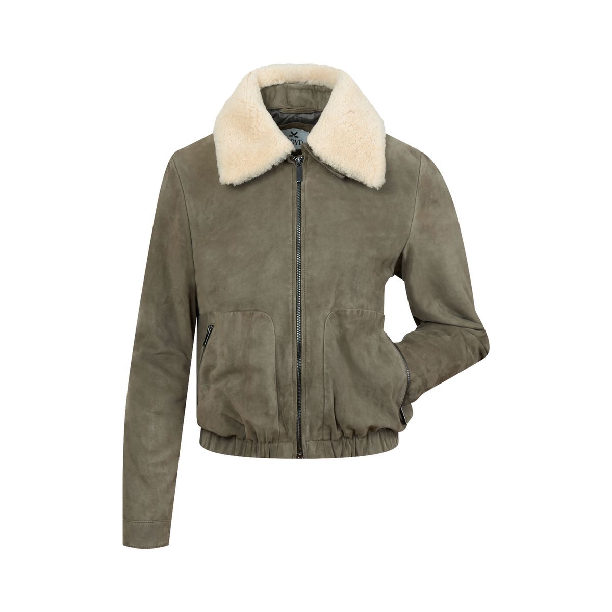 Wildleder-Blouson mit Kontrastkragen