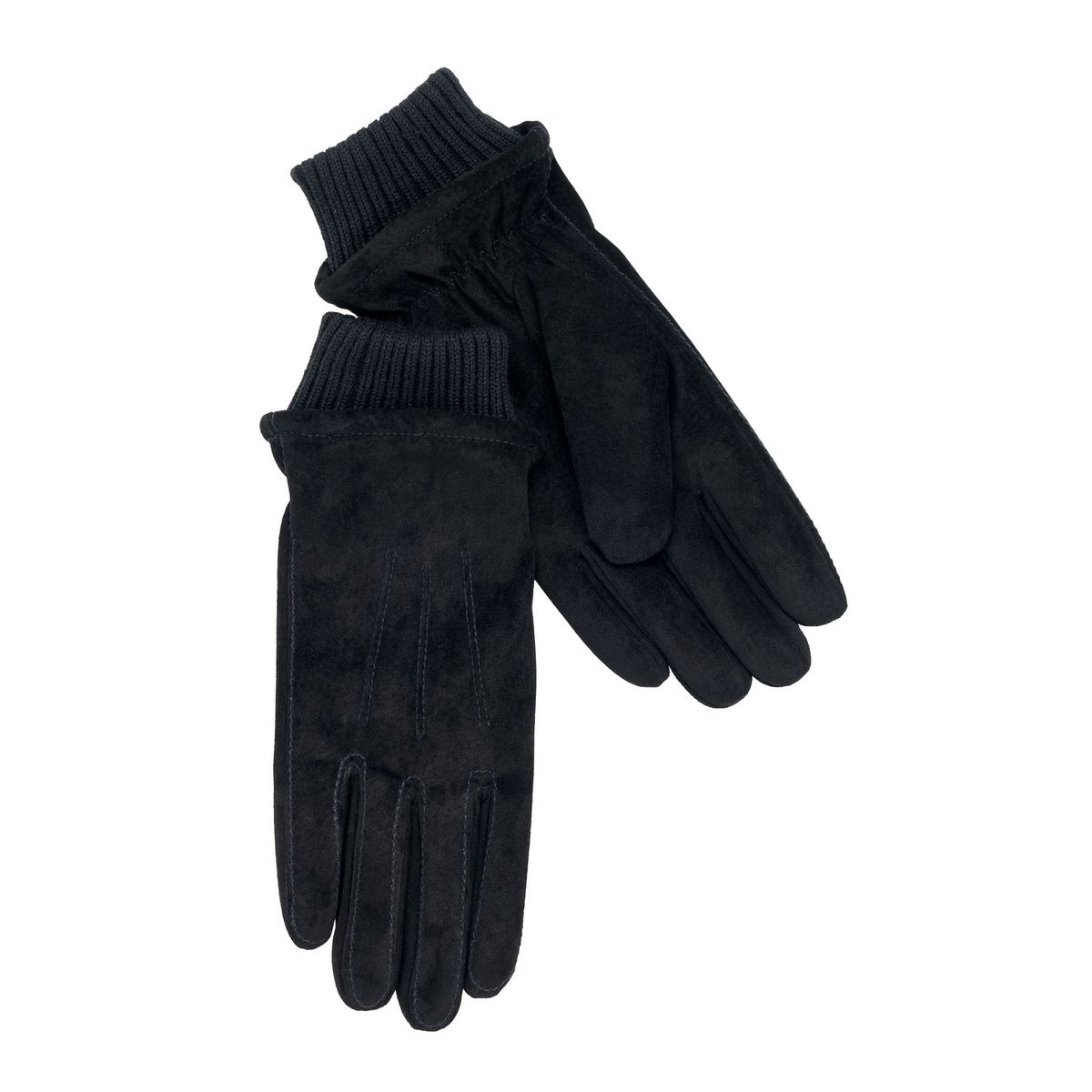 Wildlederhandschuhe mit gerippten Bündchen