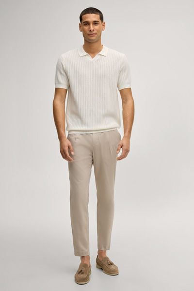 JOOP! Baoron Offwhite Strick-Poloshirt mit V-Ausschnitt