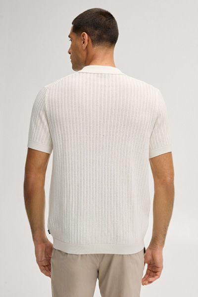 JOOP! Baoron Offwhite Strick-Poloshirt mit V-Ausschnitt