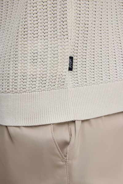 JOOP! Baoron Offwhite Strick-Poloshirt mit V-Ausschnitt