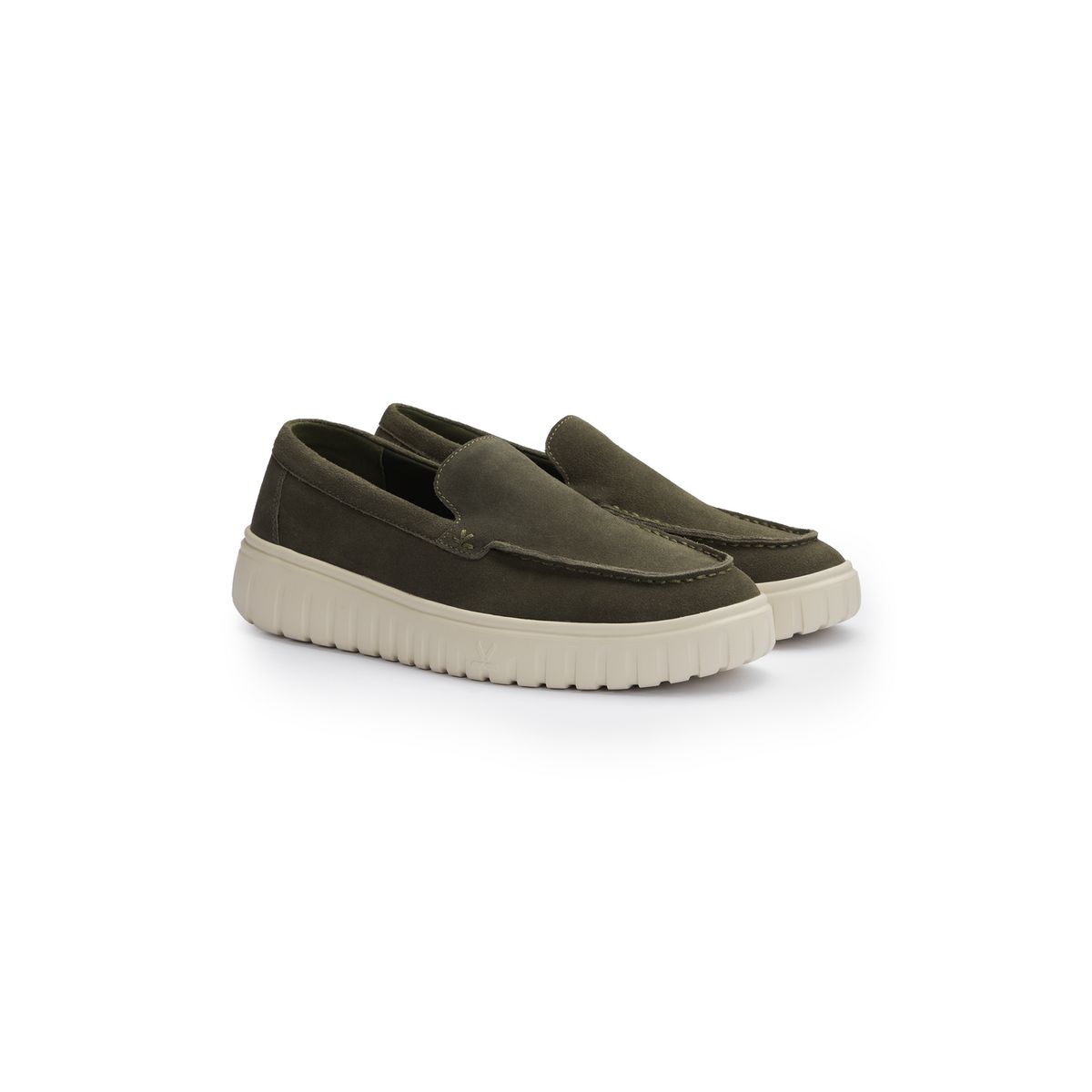 Moderner Rauleder-Slipper mit Plateausohle
