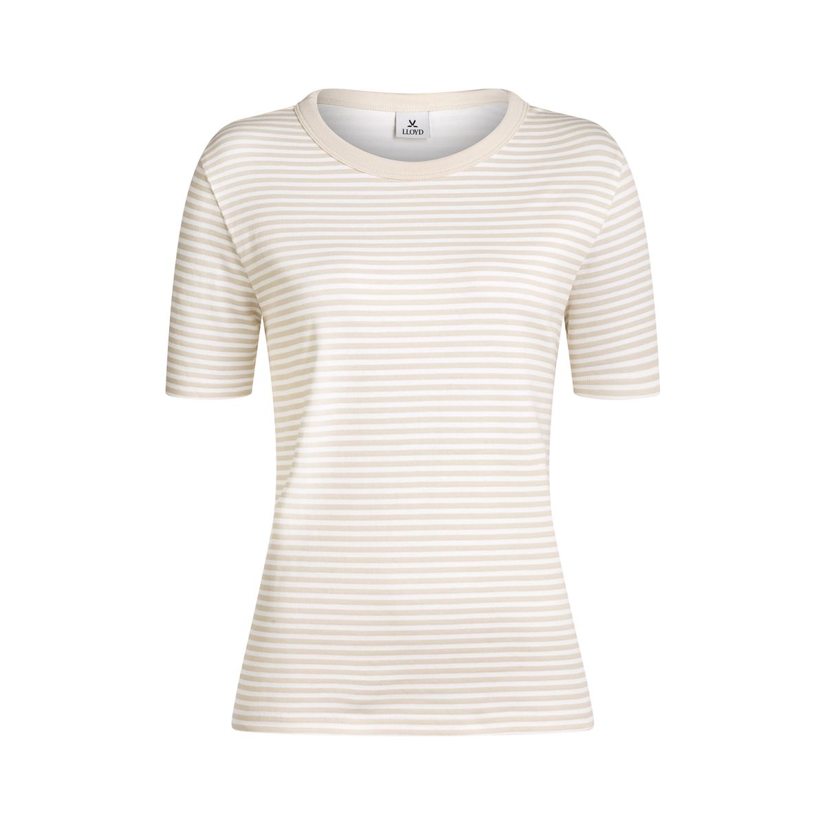 Gestreiftes Baumwoll-T-Shirt mit Rundhals