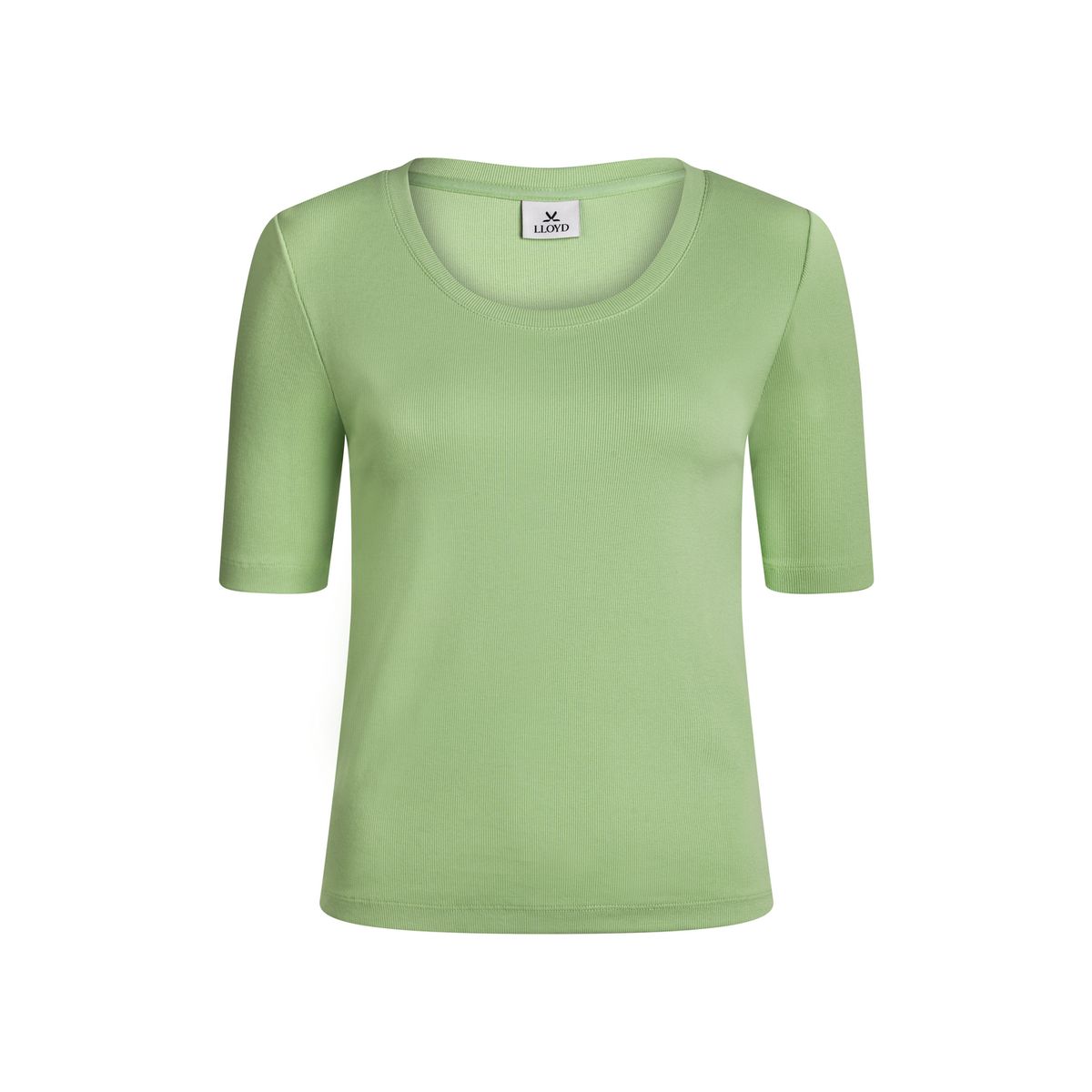 Geripptes Rundhalsshirt mit Halbarm