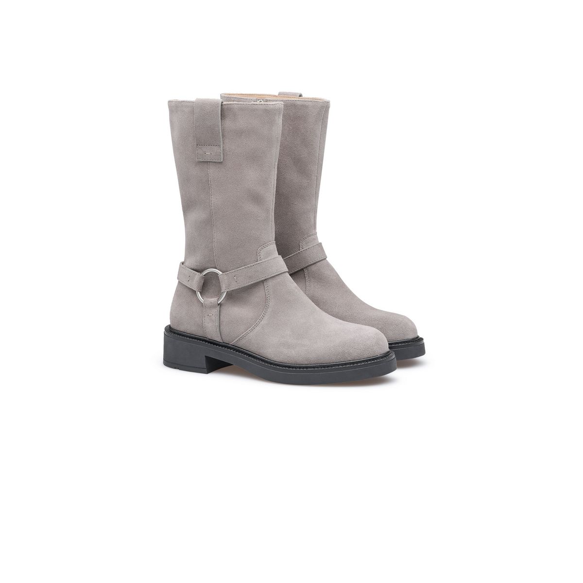 Wadenhohe Schlupfstiefel mit Ring-Detail