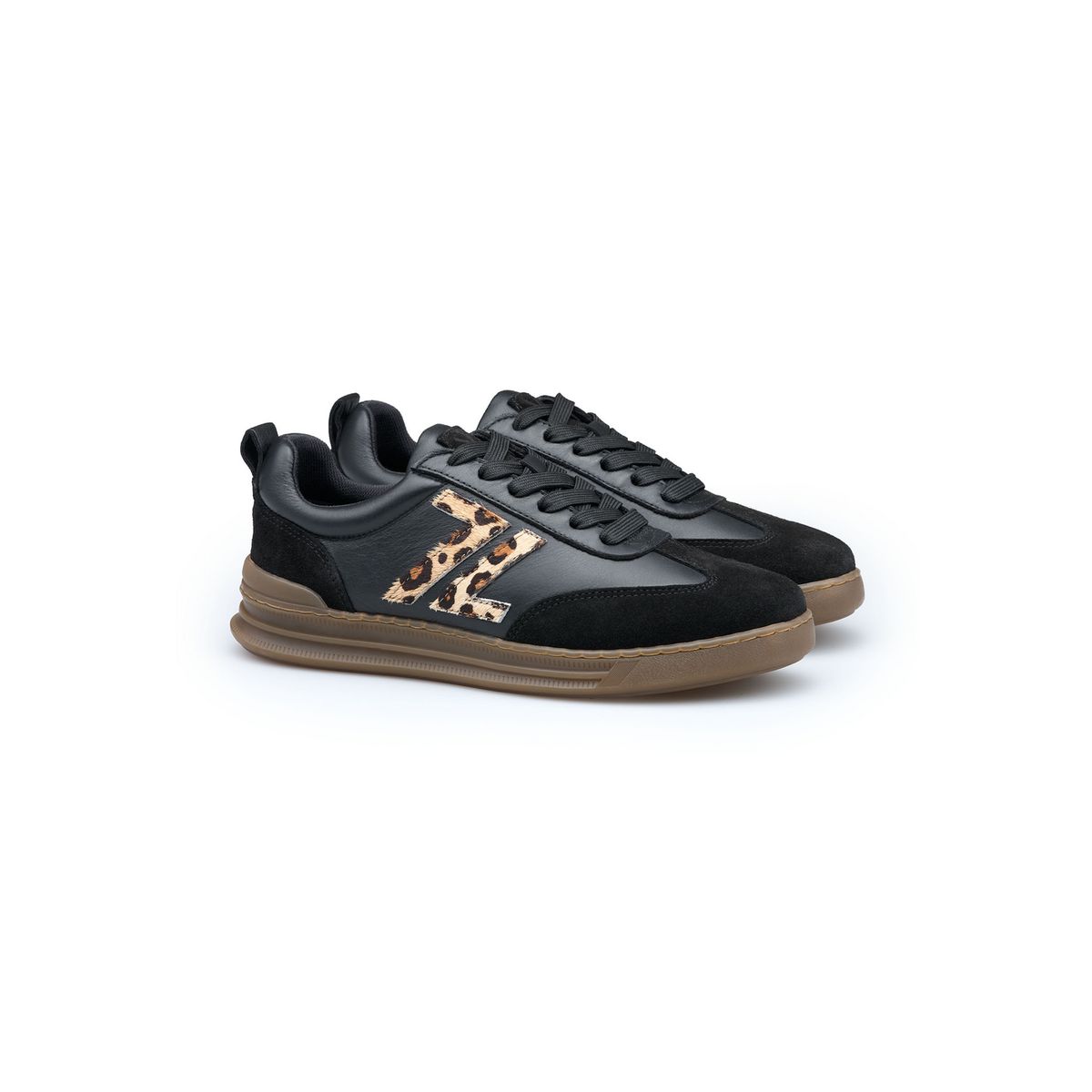 Low-Top-Sneaker mit Leoparden-Akzent