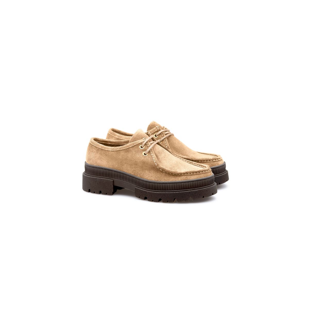 Plateau-Schnürschuhe aus Rauleder