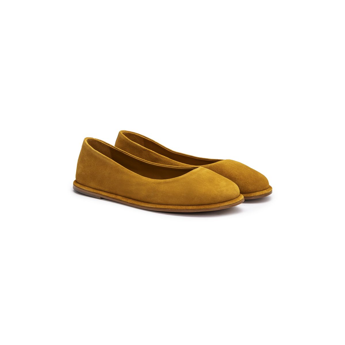 Minimalistische Rauleder-Ballerinas mit Karree-Spitze
