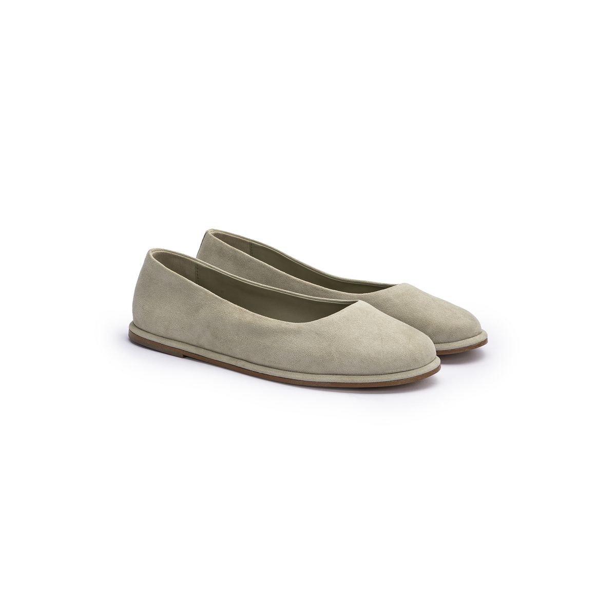 Minimalistische Rauleder-Ballerinas mit Karree-Spitze