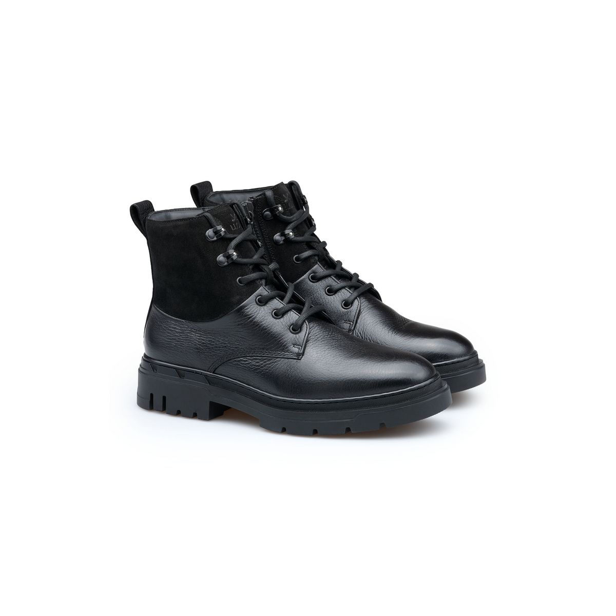 Schnürstiefeletten aus genarbtem Leder