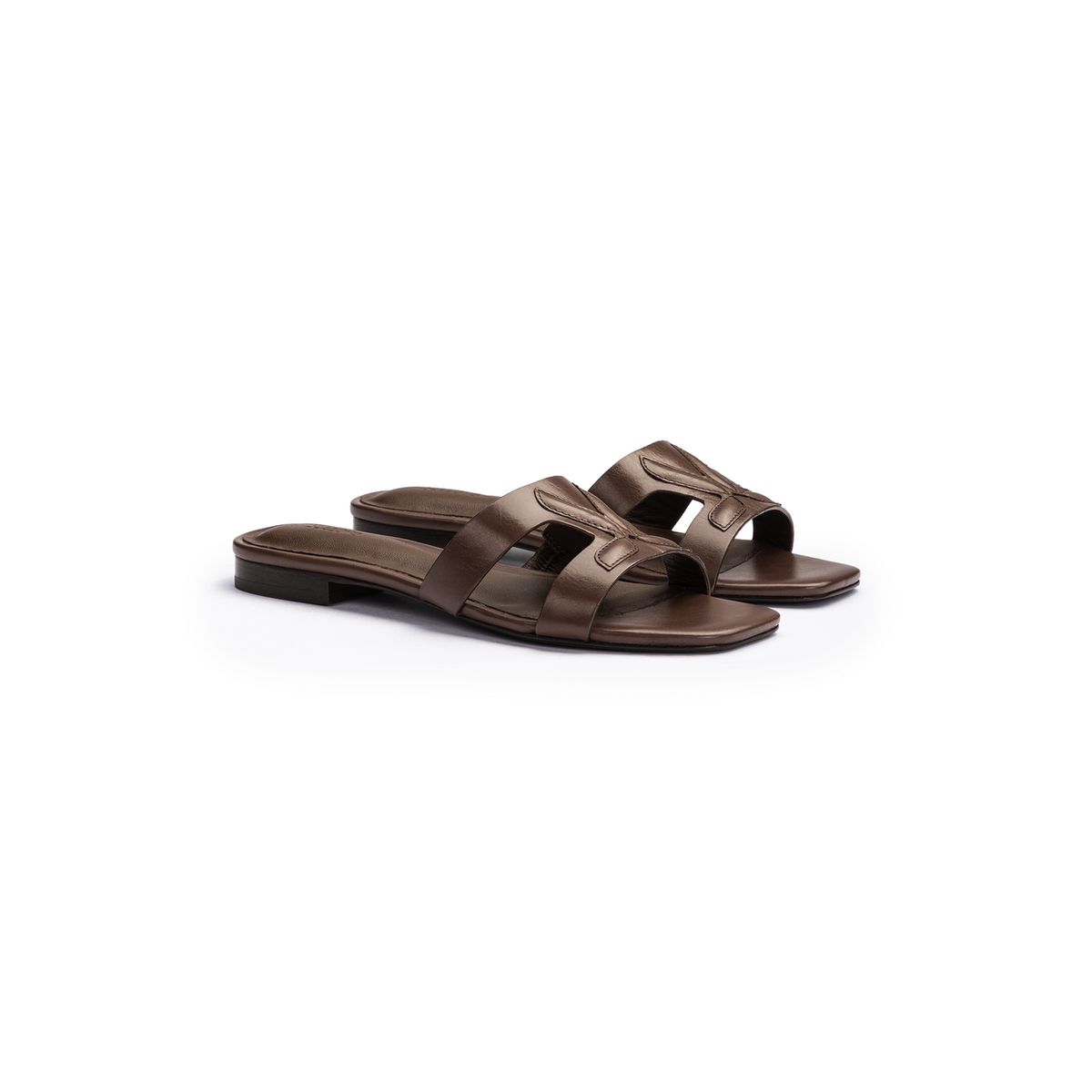 Klassische Leder-Slides mit H-Riemen
