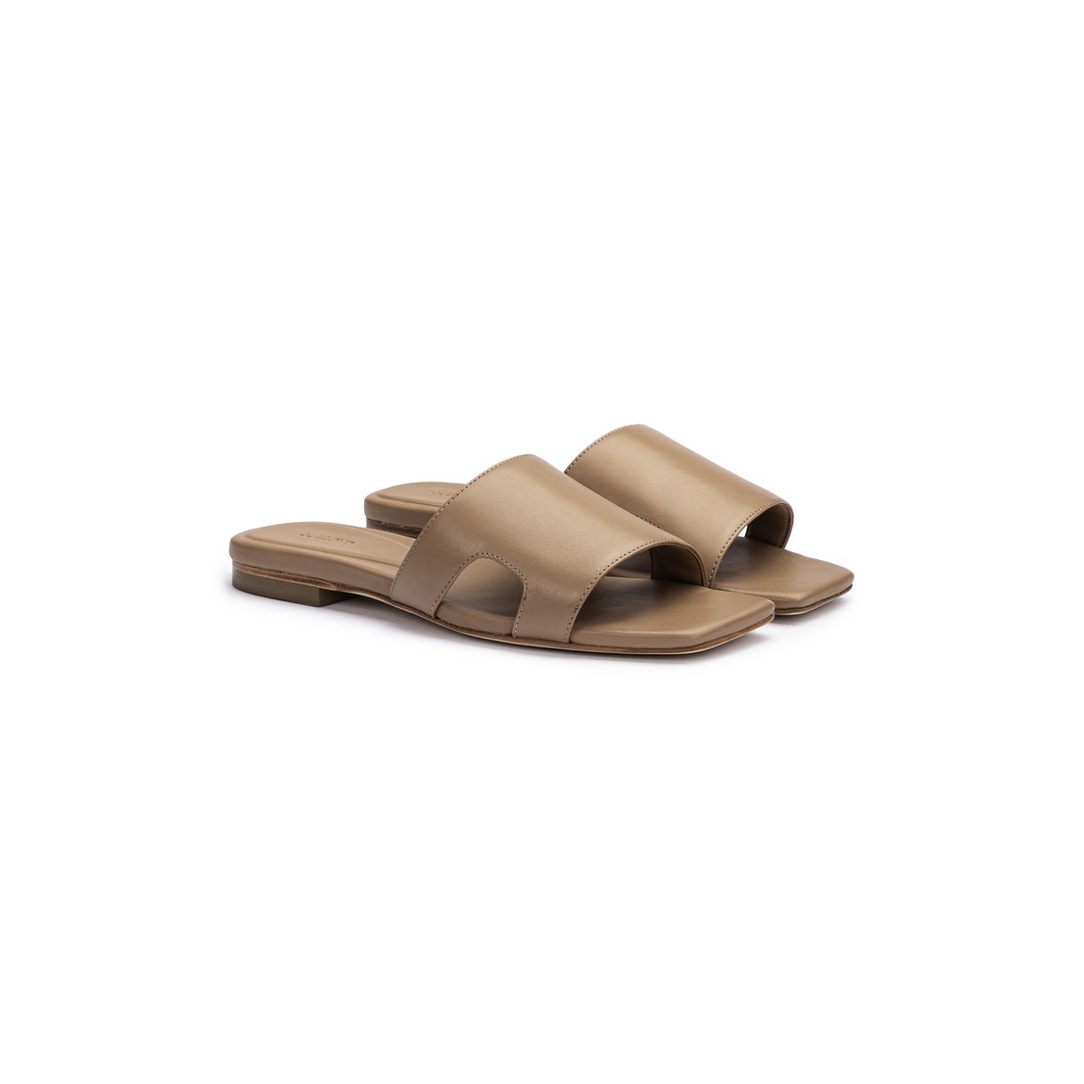 Flache Leder-Sandalen mit H-Riemen
