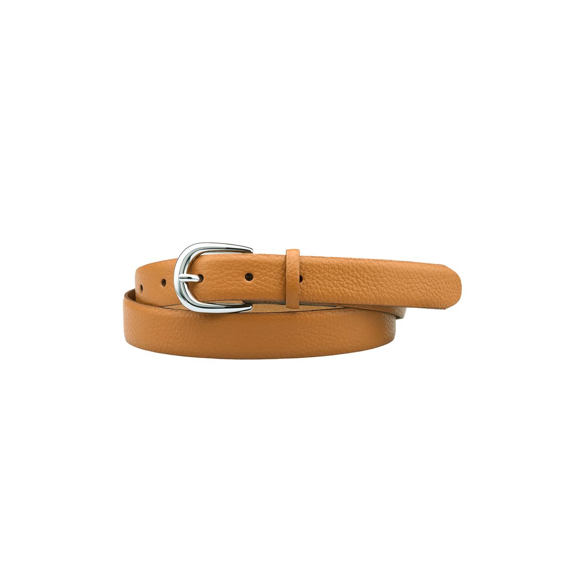 Schmaler genarbter Leder-Taillengürtel