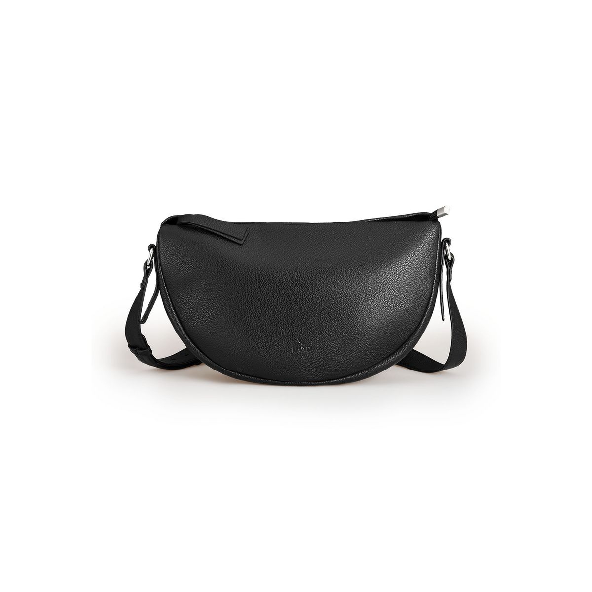 Minimalistische genarbte Leder-Halbmondtasche