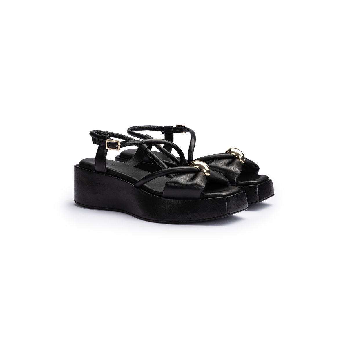 Plateau-Sandalen mit Metallic-Detail