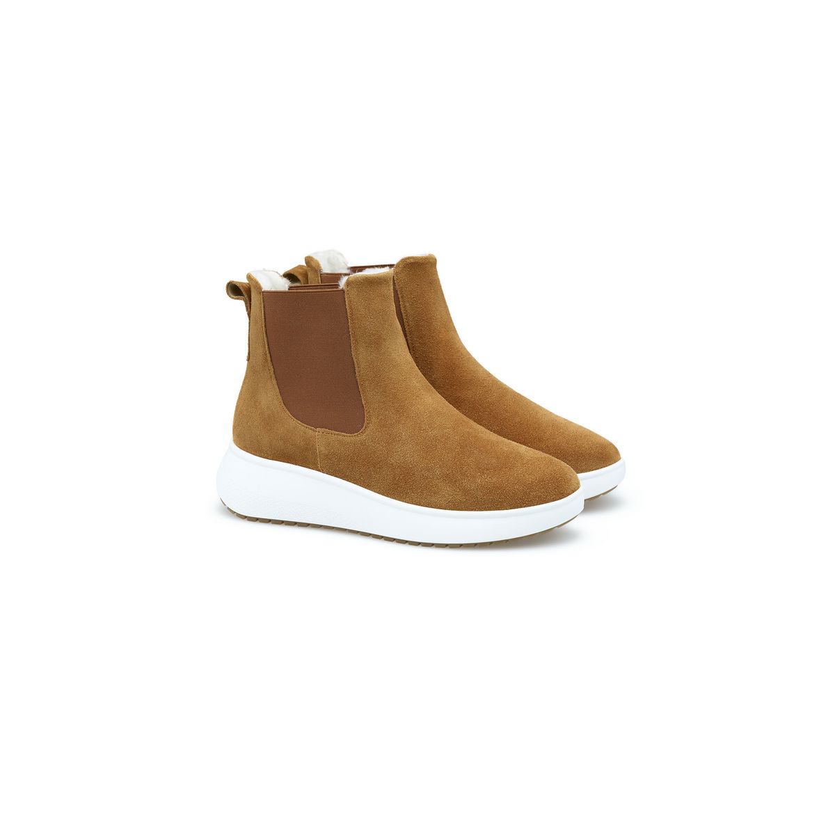 Wildleder Chelsea-Boots mit Lammfell