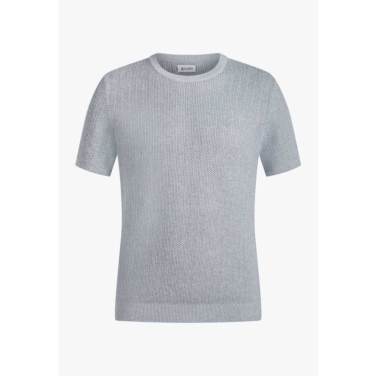 Strukturiertes Strick-T-Shirt mit Rundhals