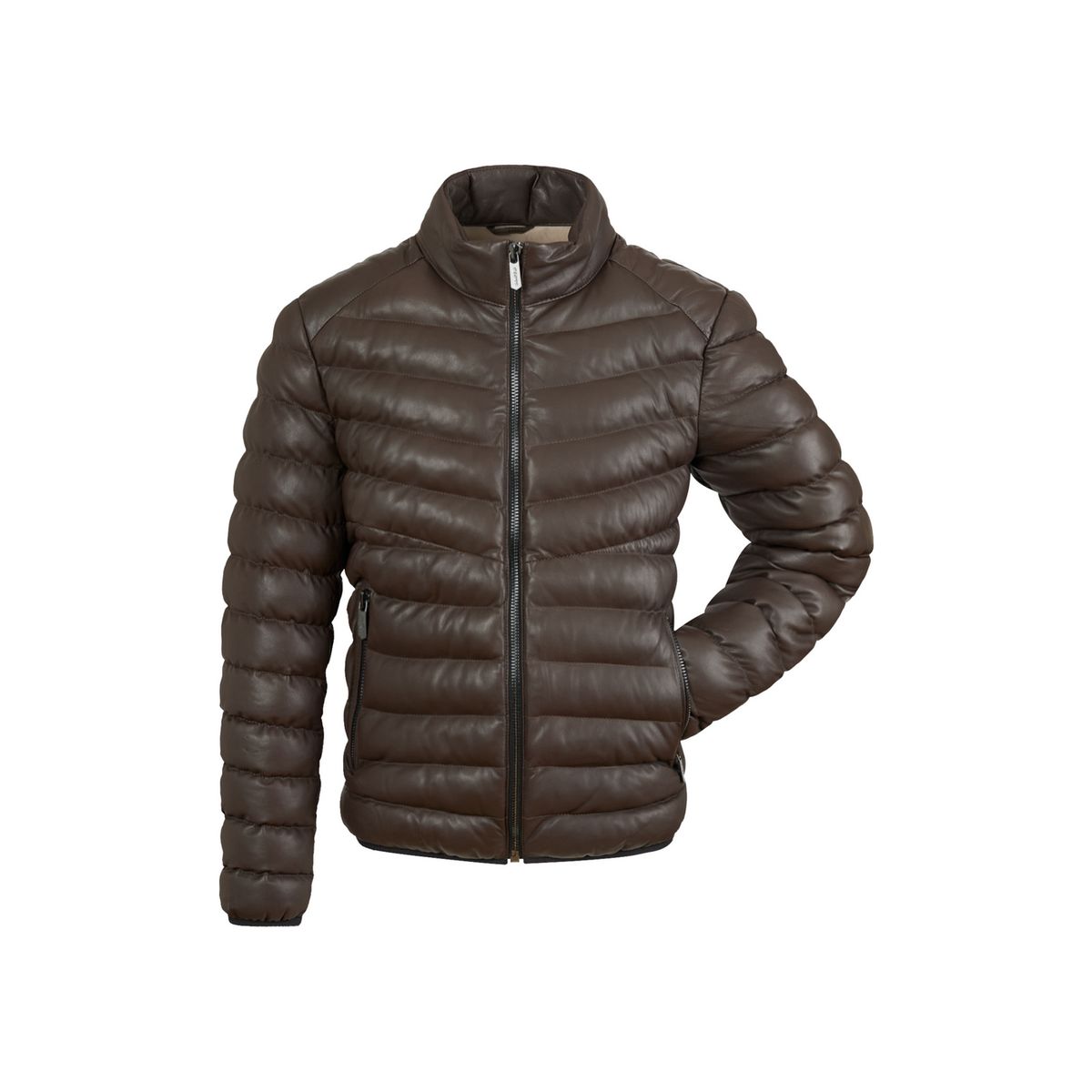 Wattierte Steppjacke aus Glattleder