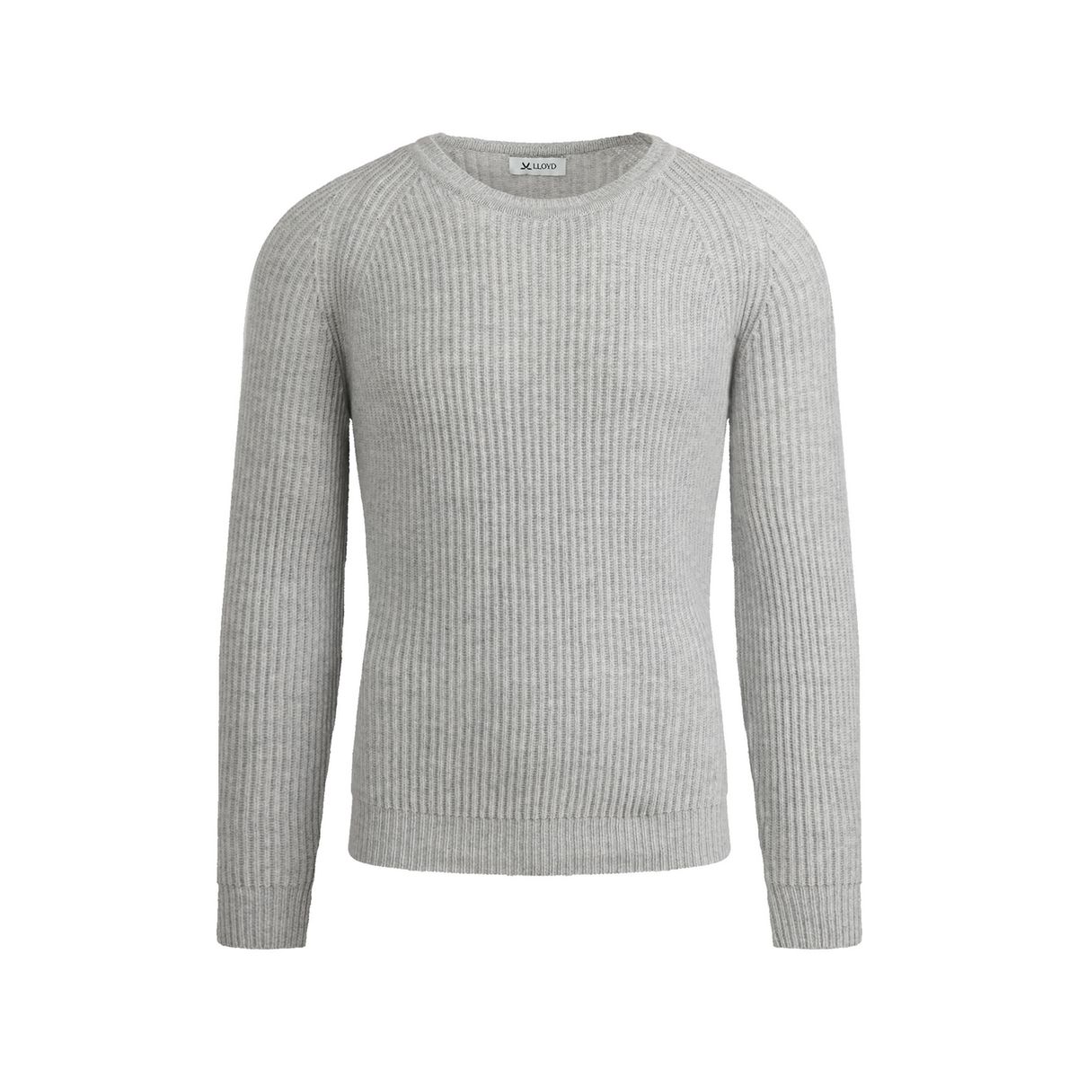 Gerippter Merino-Kaschmir Rundhalspullover