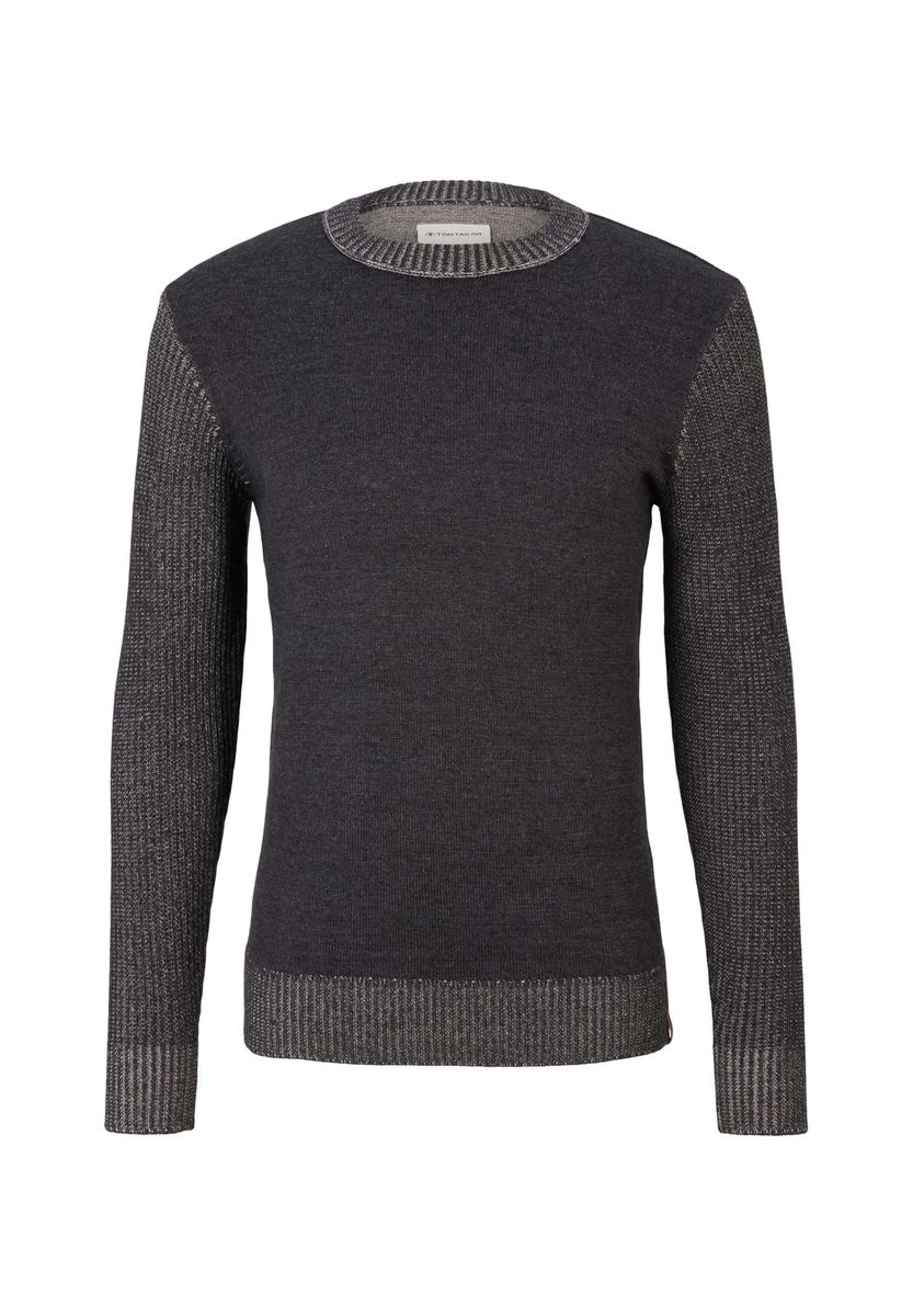 Herren Melange Strickpullover mit Rundhalsausschnitt