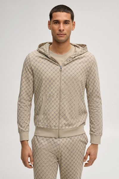 Baumwoll-Kapuzenjacke mit Reißverschluss und Muster