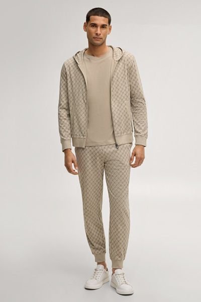 Baumwoll-Kapuzenjacke mit Reißverschluss und Muster