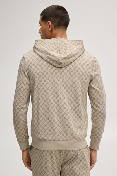 Baumwoll-Kapuzenjacke mit Reißverschluss und Muster