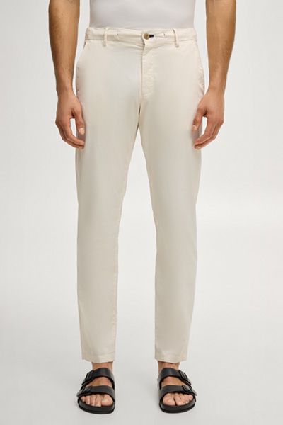 Maxton Chino Offwhite Baumwollmischung Kordelzug Slim-Fit Jogger-Stil