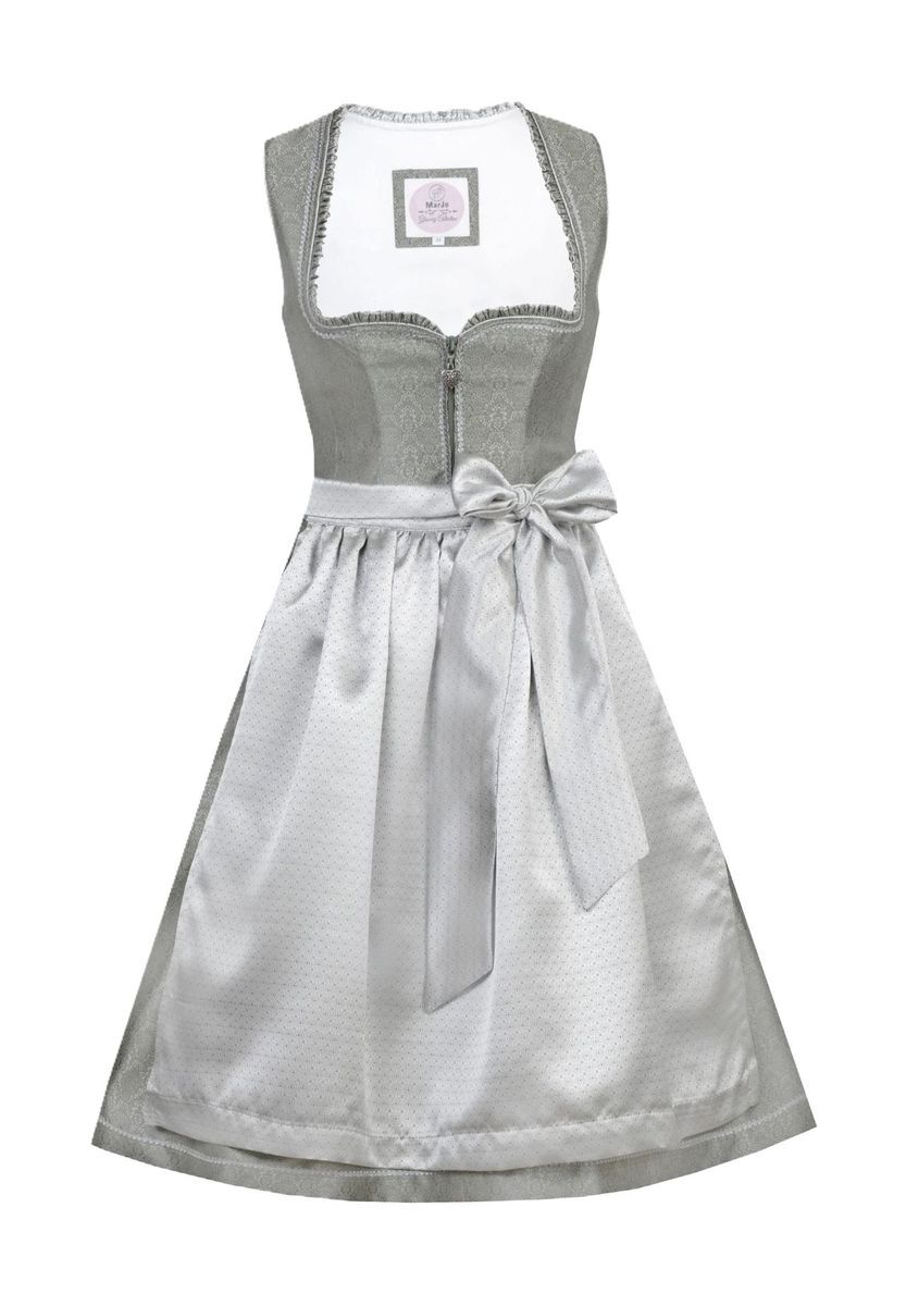 Elegantes silbernes Brokat-Dirndlkleid