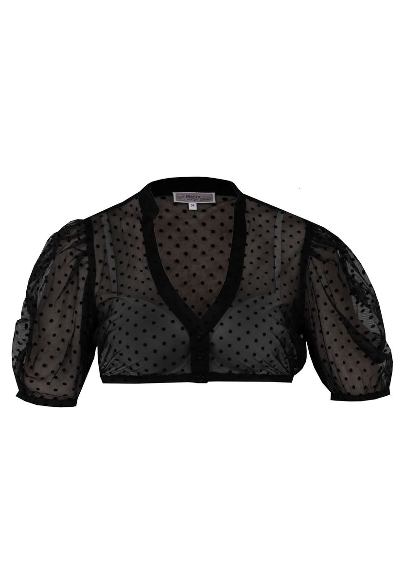 Schwarzer Bolero mit transparenten Polka-Dots