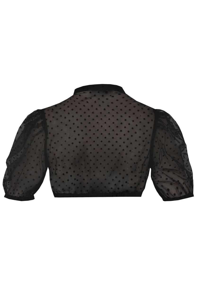 Schwarzer Bolero mit transparenten Polka-Dots