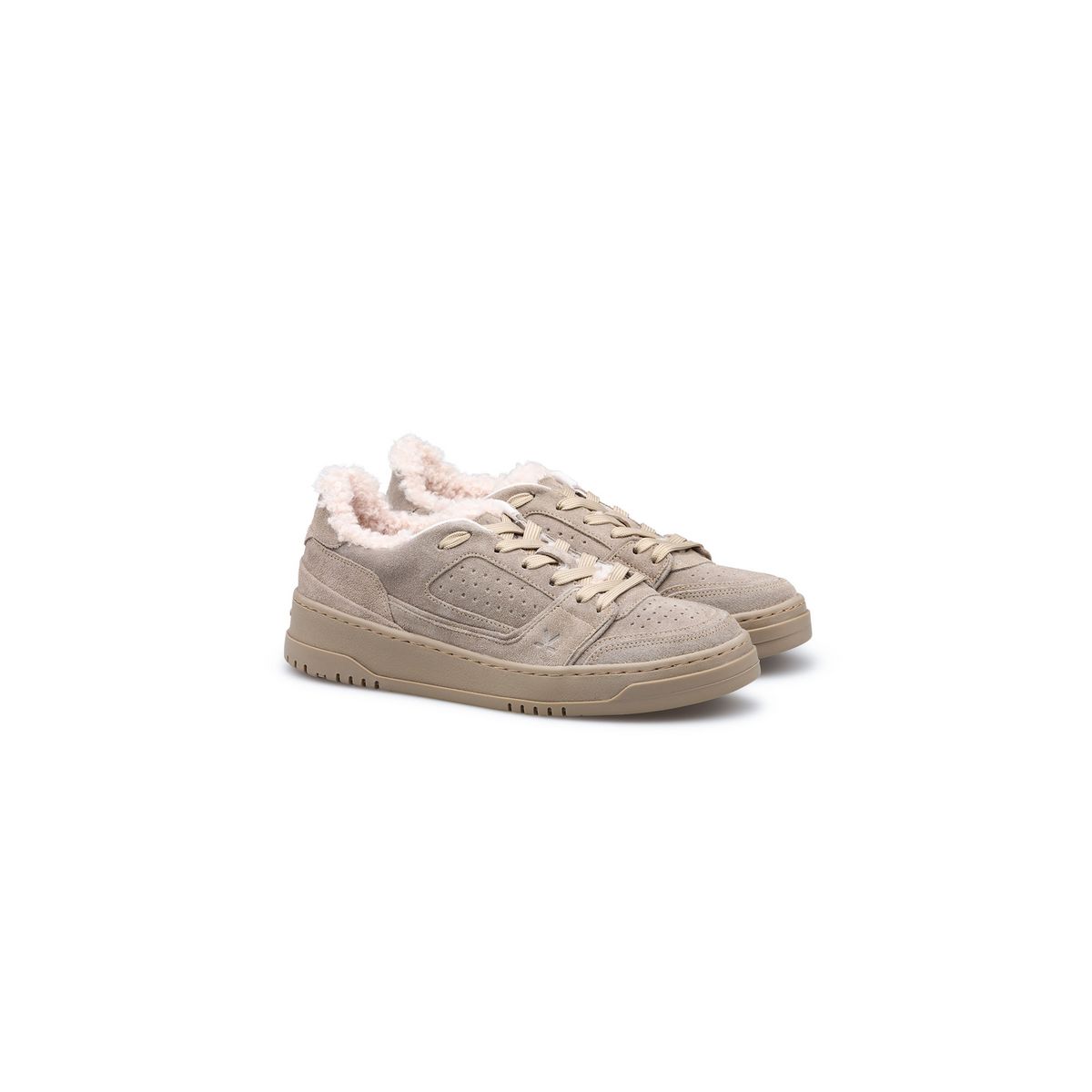 Rauleder Low-Tops mit Lammfellfutter