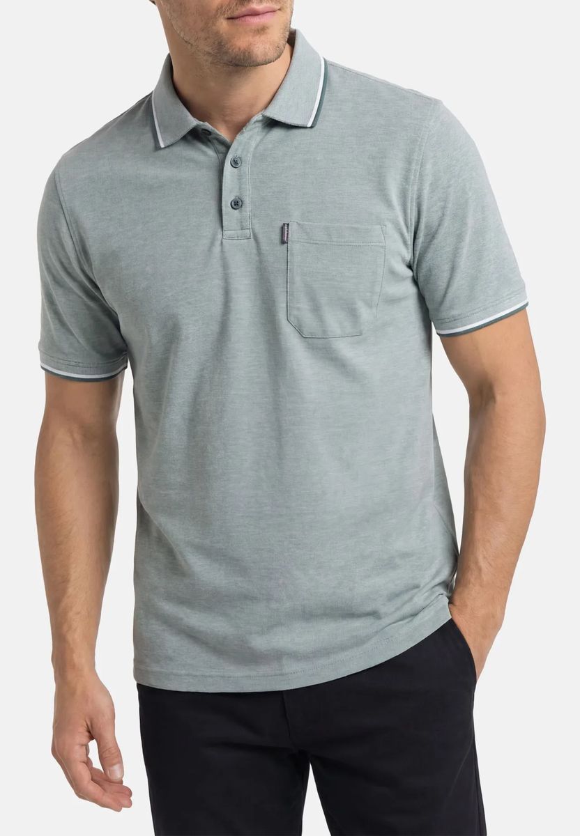 Baumwoll-Poloshirt in Melange-Optik