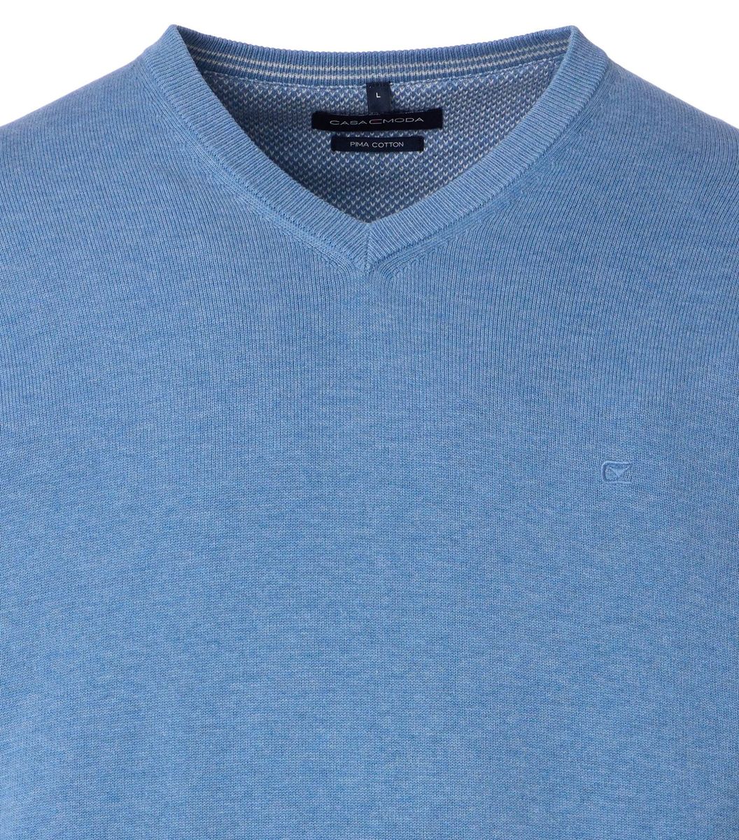 CASAMODA Strickpullover, V-Ausschnitt, Rippbündchen, für Herren, blau, M