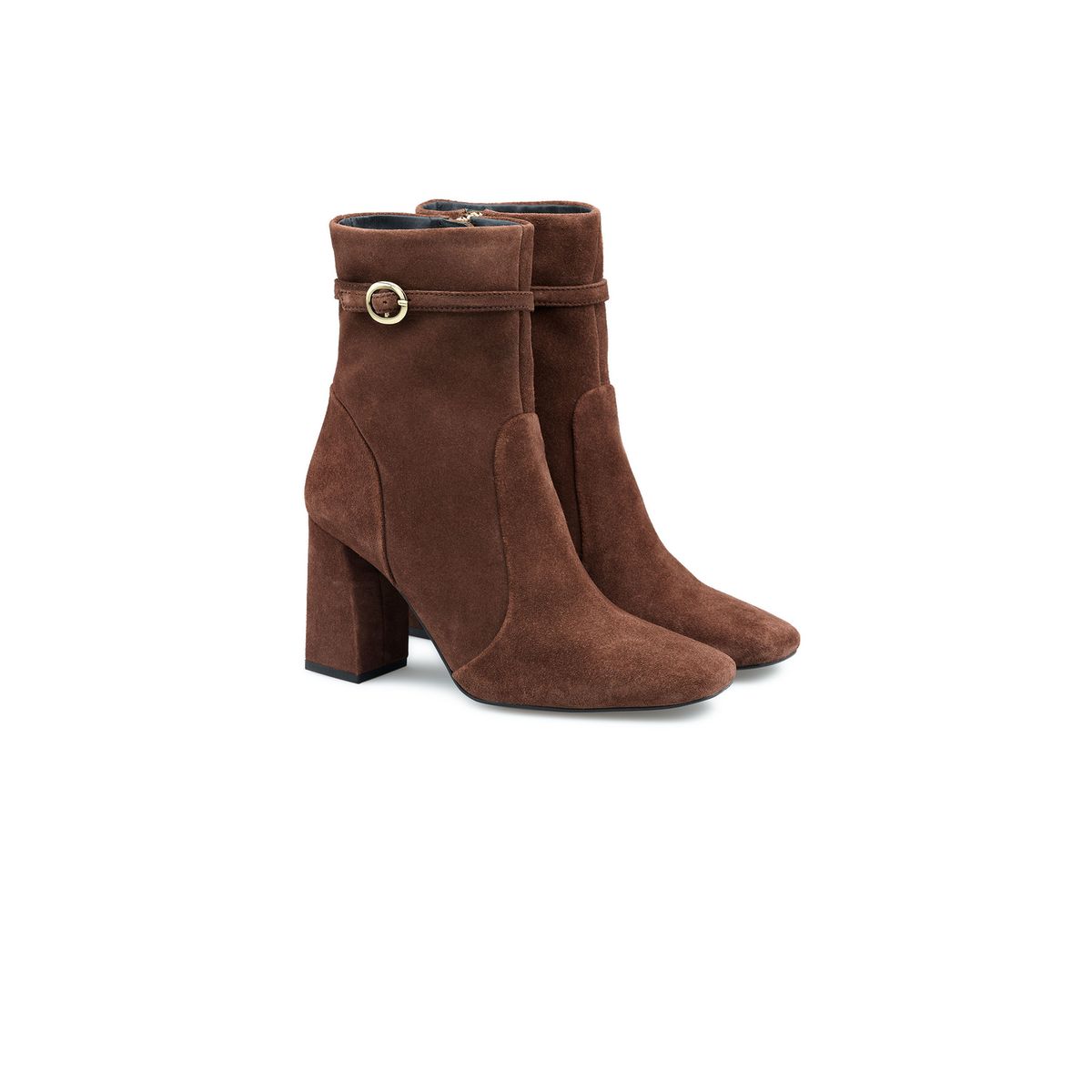Rauleder-Stiefeletten mit Karree-Spitze