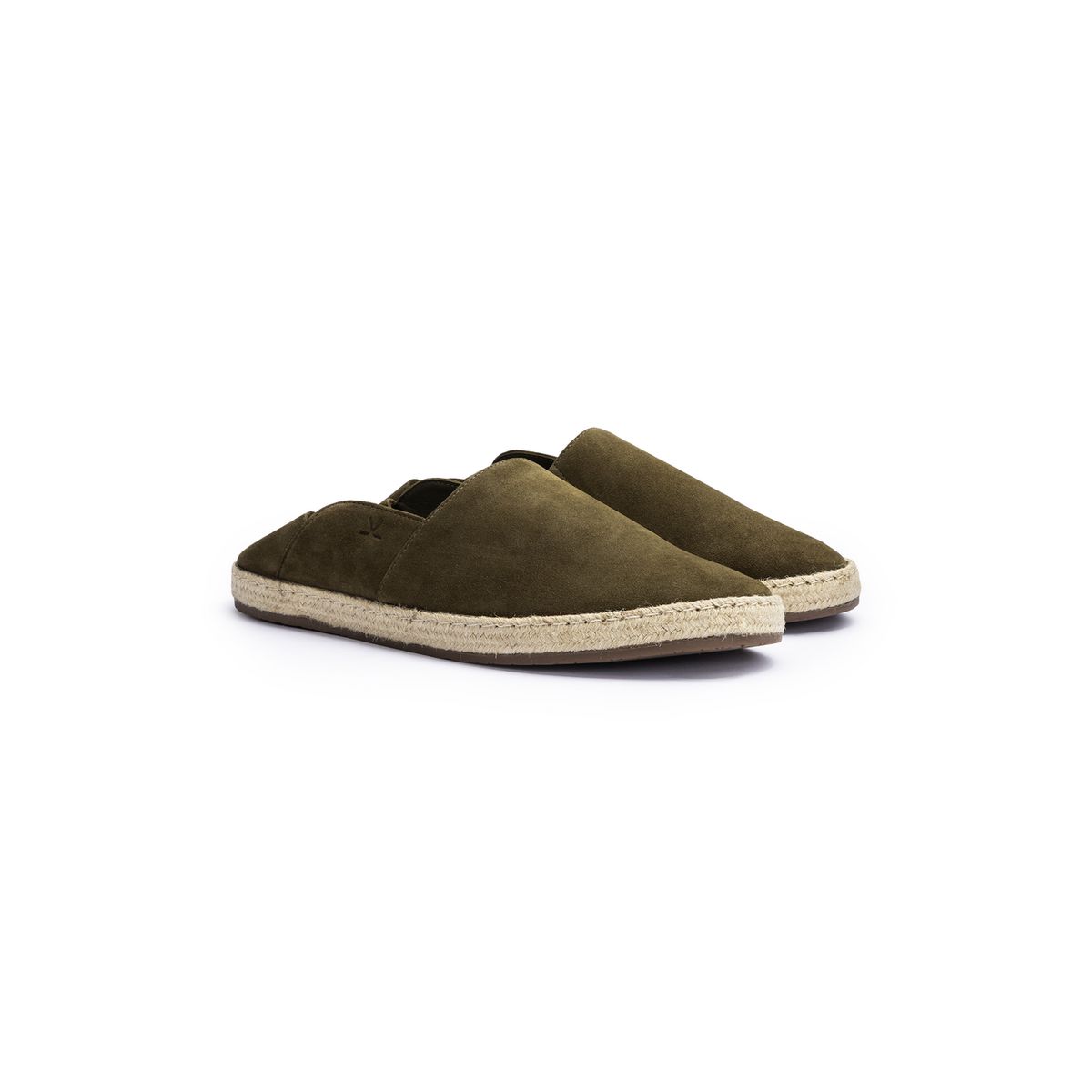 Wildleder-Espadrille-Mules mit Bastsohle