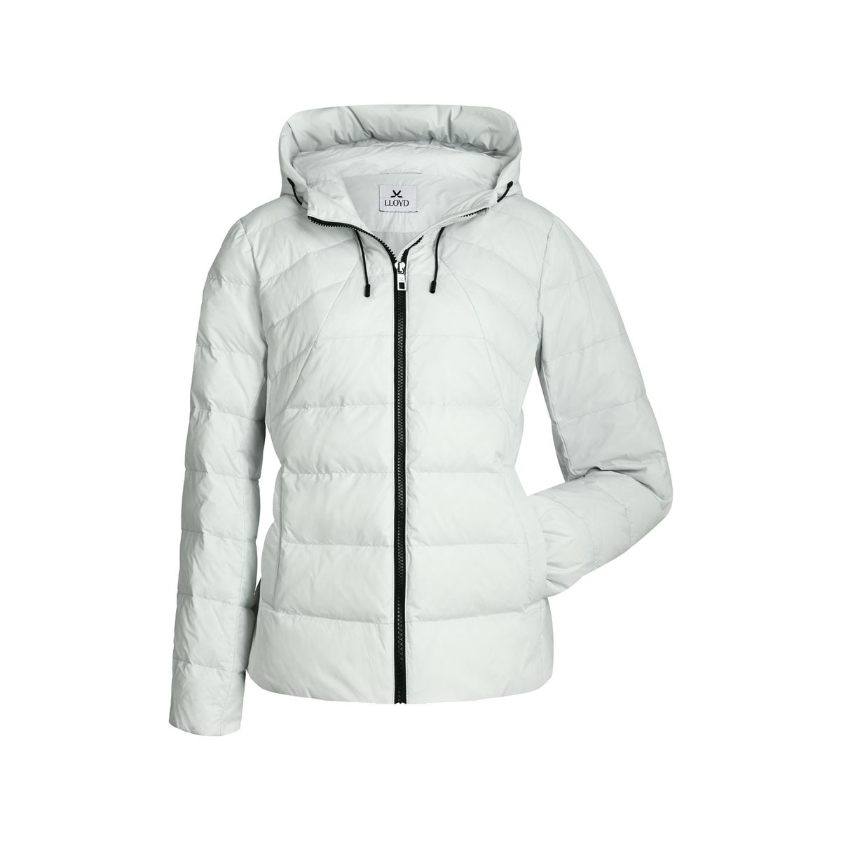 Klassische gesteppte Daunenjacke mit Kapuze