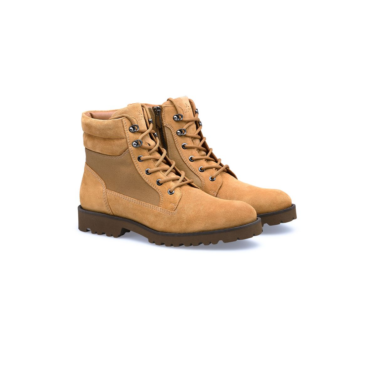 Schnürstiefeletten aus Materialmix