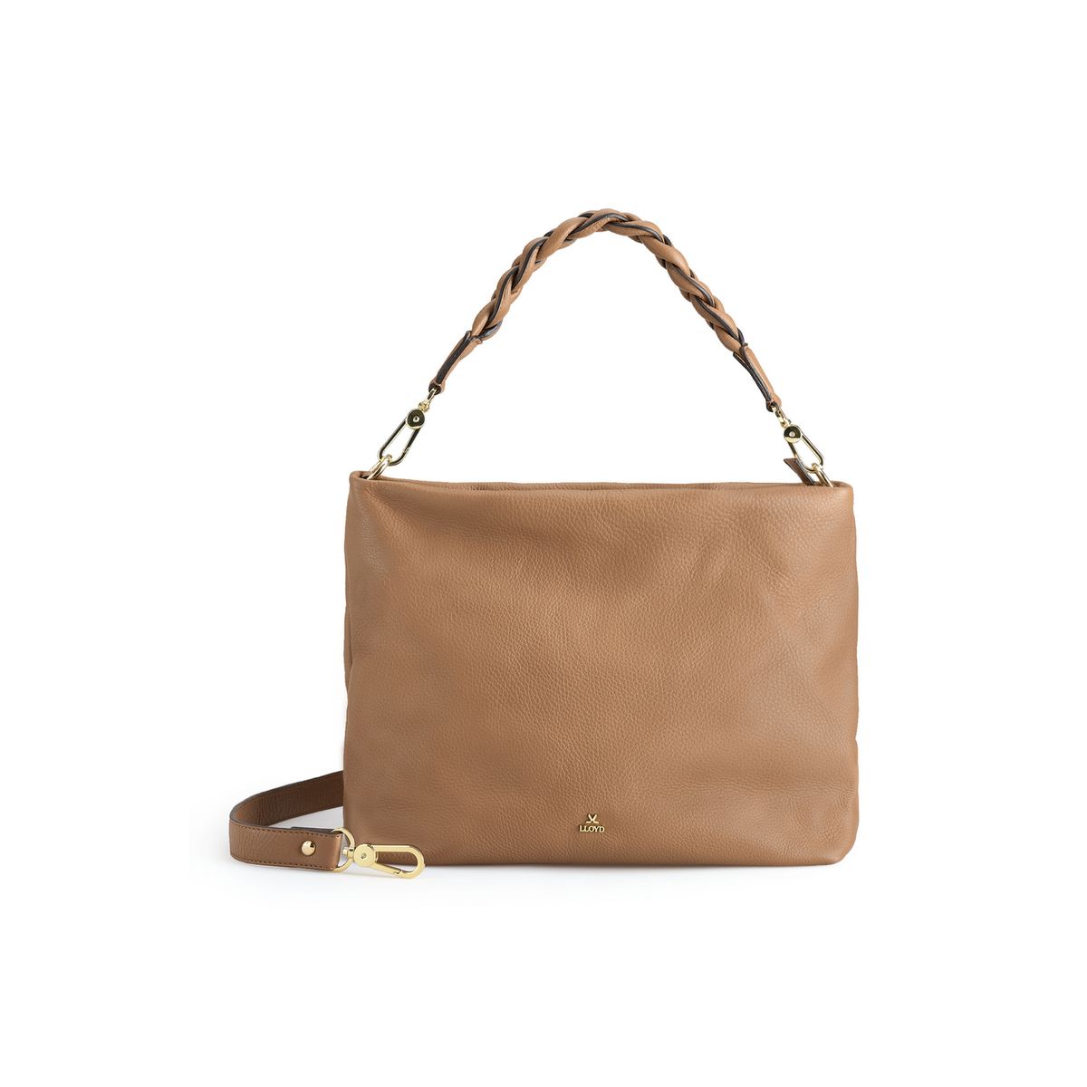 Elegante Leder-Hobobag mit geflochtenem Henkel